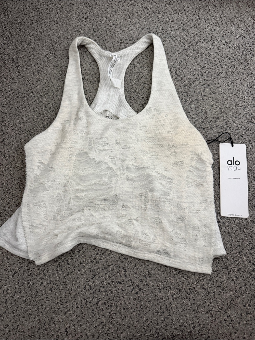 ALO Yoga Light Gray Racerback Cropped Tank